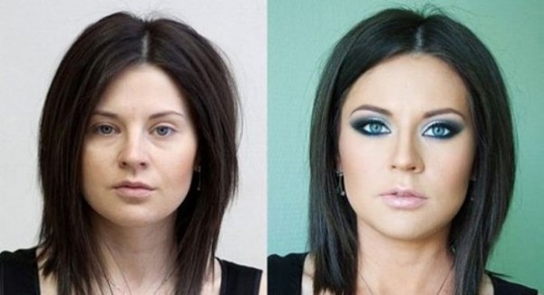 Коррекция лица с помощью макияжа для треугольного лица