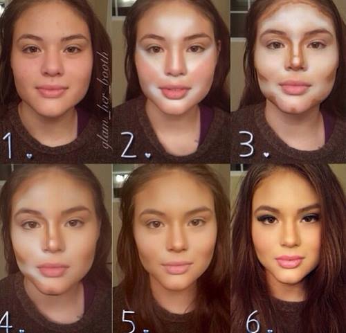 Коррекция лица с помощью макияжа для треугольного лица